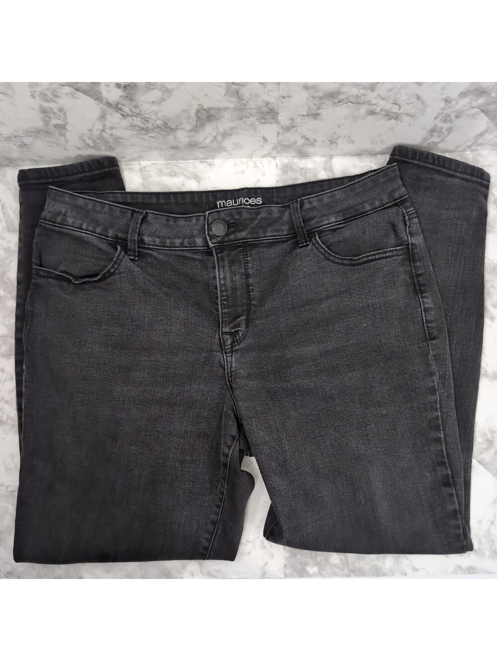 Maurices Womens Mid Rise Stretch Skinny Short/Cropped Denim Black Faded Size XL